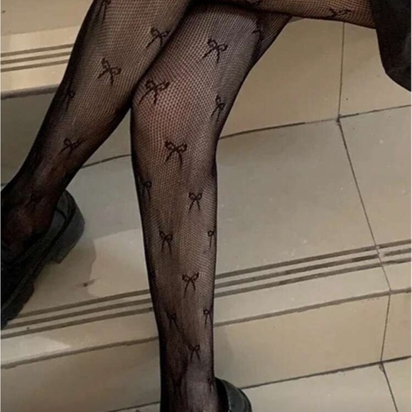 Black bow tights - Picture 3 of 3
